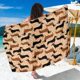 Dachshund Floral Background Sarong