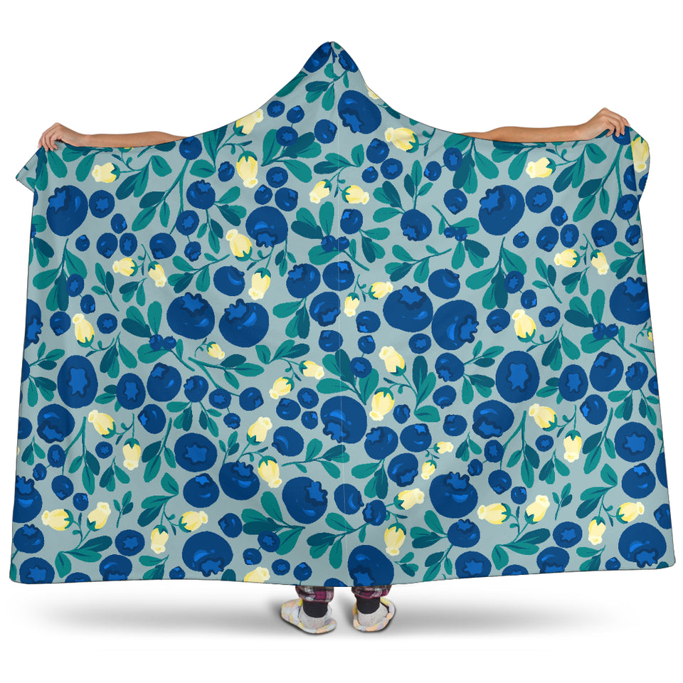 Blueberry Design Pattern Hooded Blanket