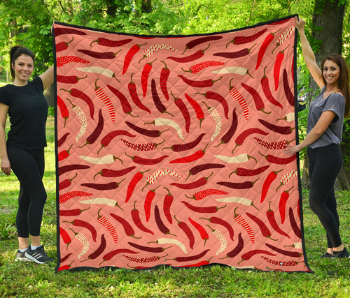 Beautiful Chili Peppers Pattern Premium Quilt