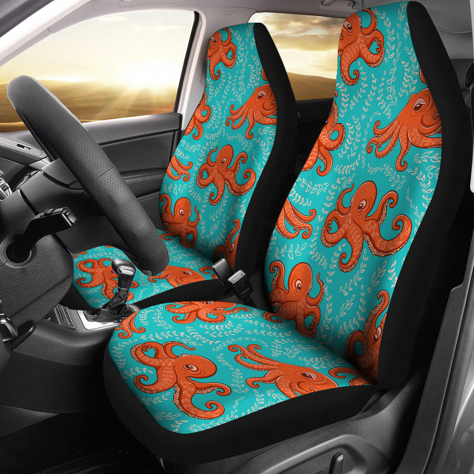 Octopus Turquoise Background Universal Fit Car Seat Covers