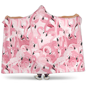 Pink Flamingos Pattern Background Hooded Blanket