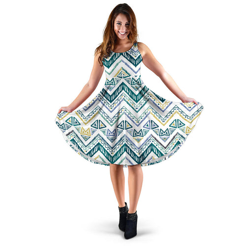 Zigzag  Chevron Paint Design Pattern Sleeveless Midi Dress