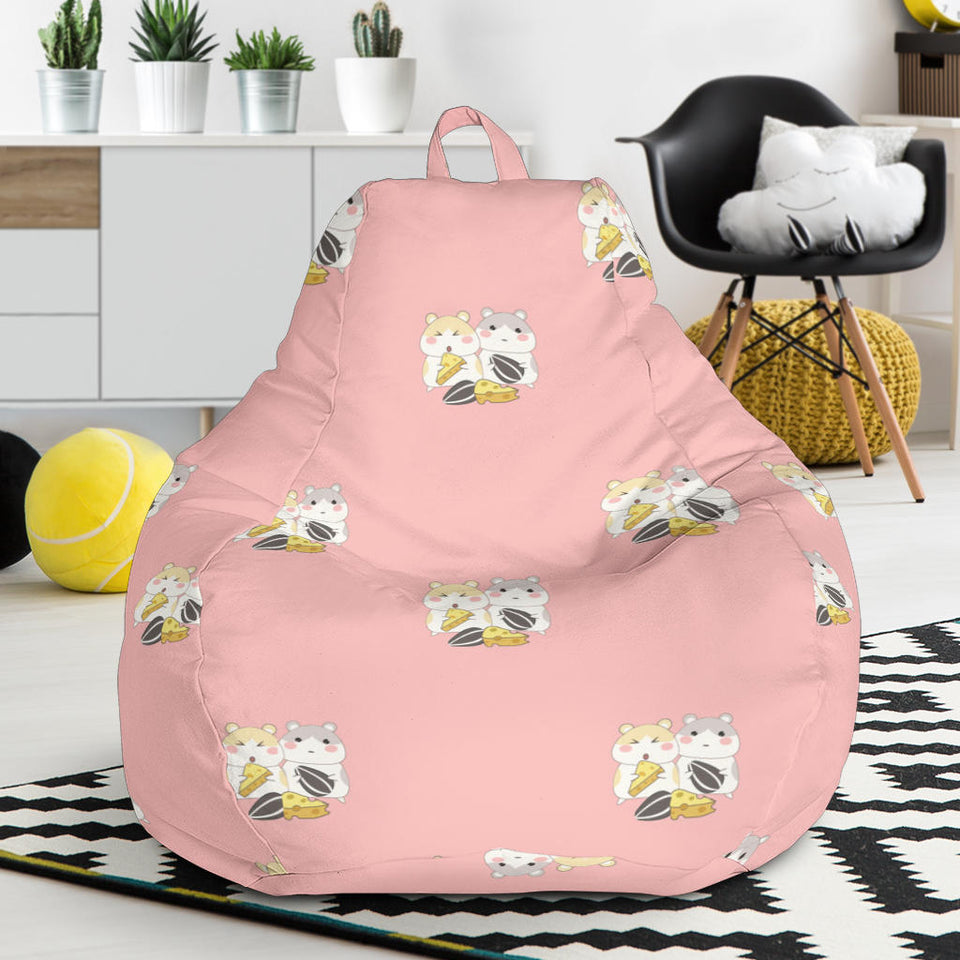 Cute Hamster Cheese Pattern Pink Background Bean Bag Cover