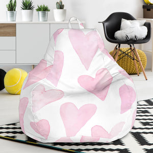 Watercolor Pink Heart Pattern Bean Bag Cover
