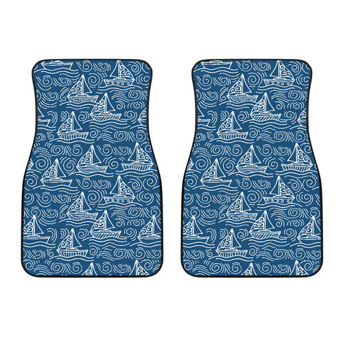 Hand Drawn Sailboat Pattern Front Car Mats