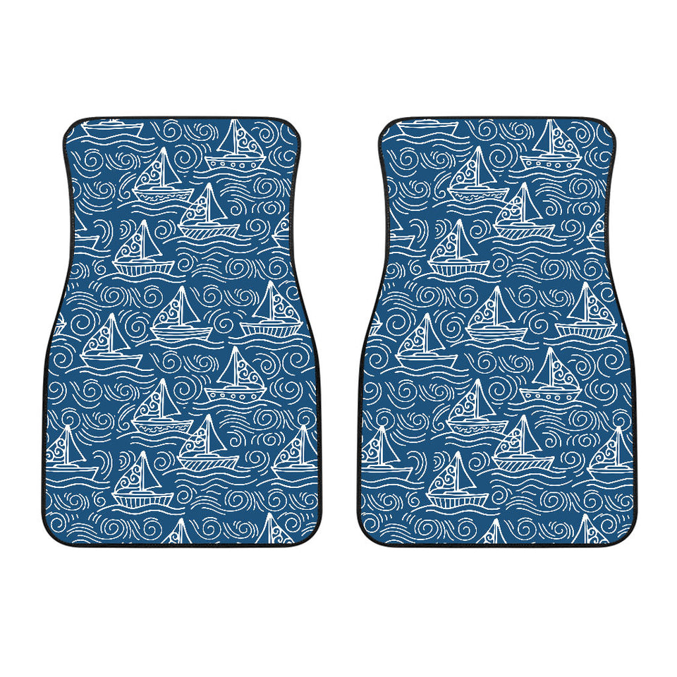 Hand Drawn Sailboat Pattern Front Car Mats