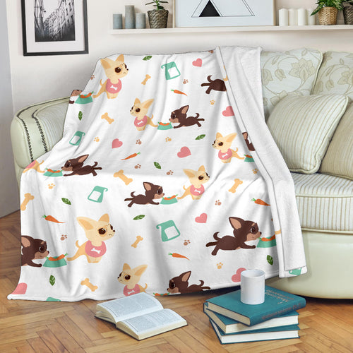 Cute Chihuahua Puppie Pattern Premium Blanket