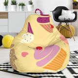 Cake Cupcake Heart Cherry Pattern Bean Bag Cover