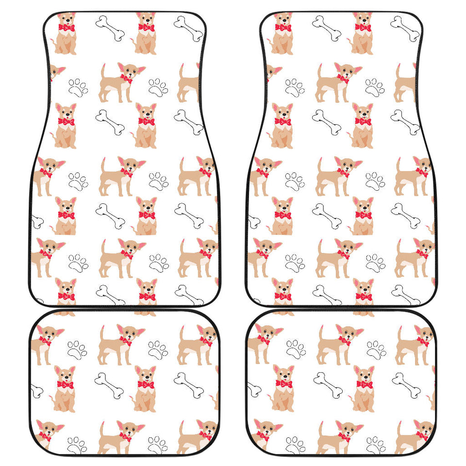 Chihuahua Bone Paw Pattern Front And Back Car Mats