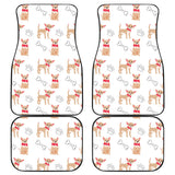 Chihuahua Bone Paw Pattern Front And Back Car Mats