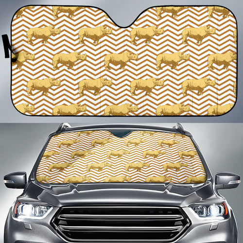 Rhino Yellow Theme Pattern Car Sun Shade