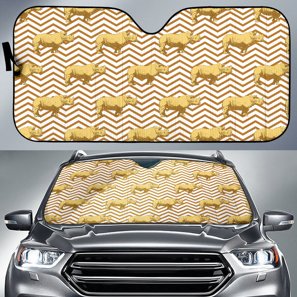 Rhino Yellow Theme Pattern Car Sun Shade