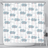 Cute Rhino Heart Pattern Shower Curtain Fulfilled In US