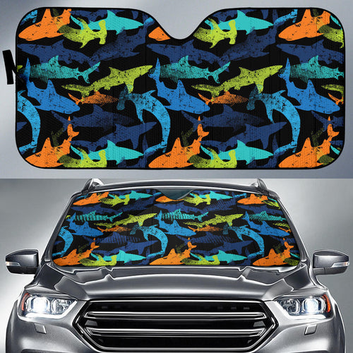 Colorful Shark Car Sun Shade