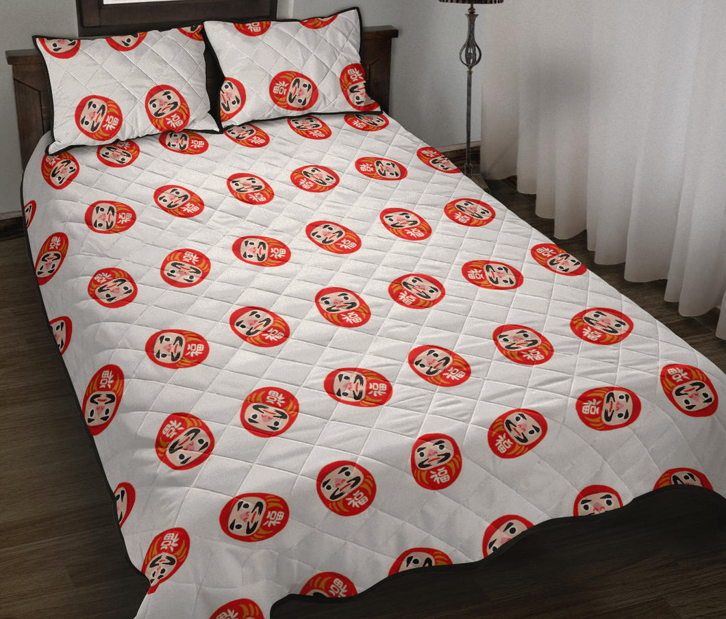 Daruma japanese wooden doll pattern Quilt Bed Set
