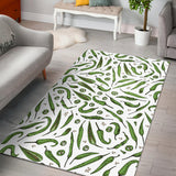 Hand Drawn Sketch Style Green Chili Peppers Pattern Area Rug