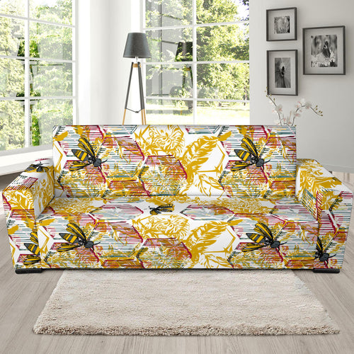 Cool Bee Honeycomb Leaves Pattern Sofa Slipcover