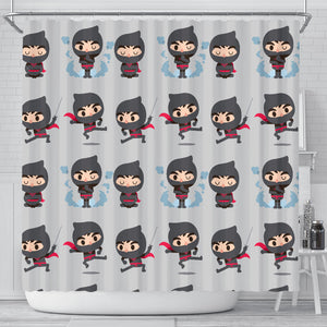 Cute Ninja Pattern Shower Curtain Fulfilled In US