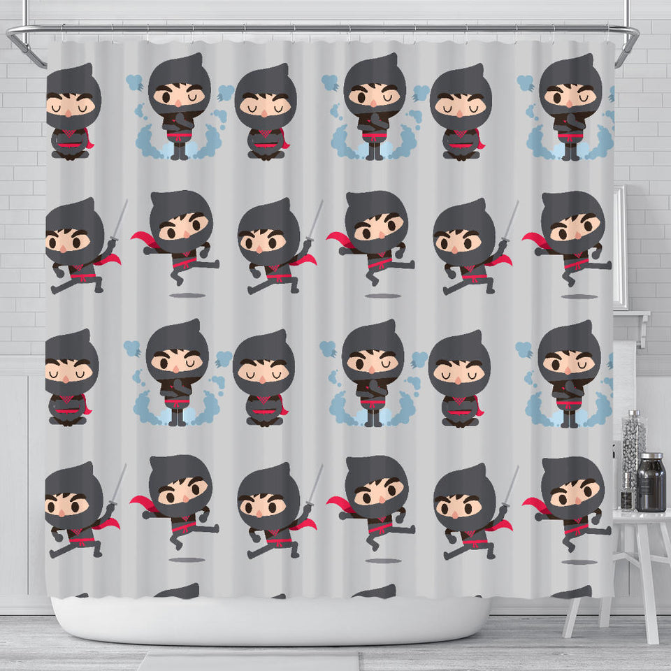 Cute Ninja Pattern Shower Curtain Fulfilled In US
