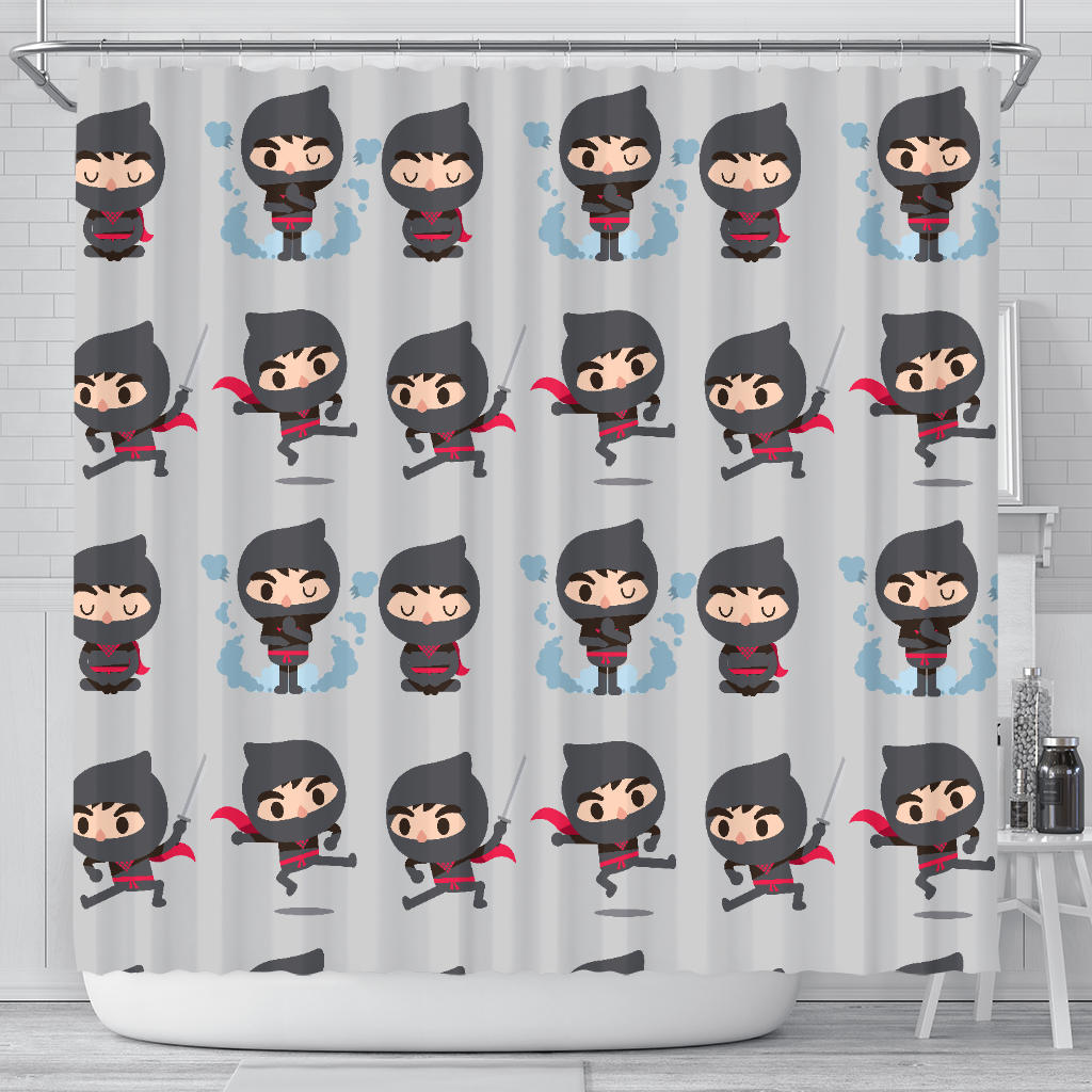 Cute Ninja Pattern Shower Curtain Fulfilled In US