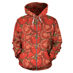 Red Tomato Pattern Zip Up Hoodie