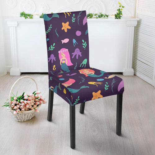 Beautiful Mermaid Fish Jellyfish Algae Other Marine World Dining Chair Slipcover