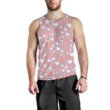 coral white heart pattern Men Tank Top