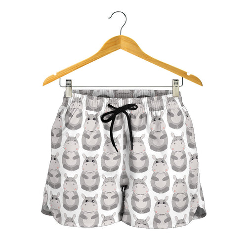 Hippopotamus Pattern Print Design 05 Women Shorts