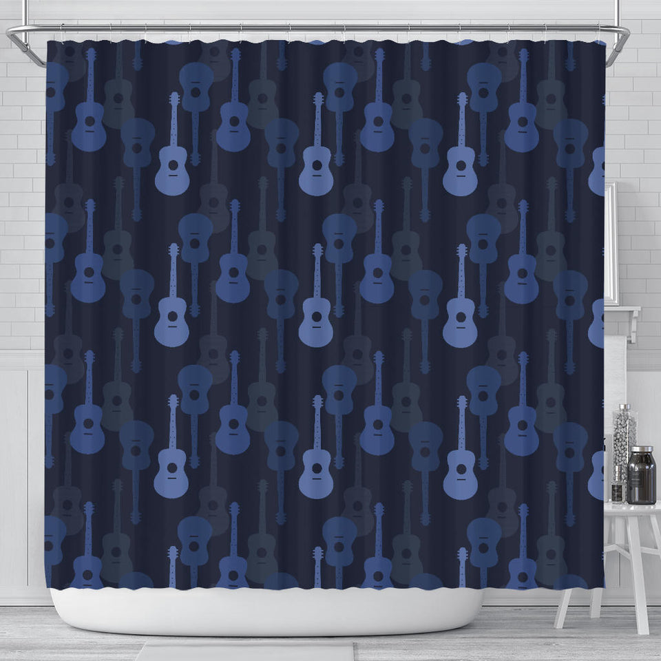 Blue Theme Guitar Pattern Shower Curtain Fulfilled In US