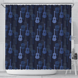 Blue Theme Guitar Pattern Shower Curtain Fulfilled In US