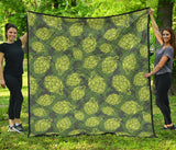 Hop Pattern Hop Cone Background Premium Quilt