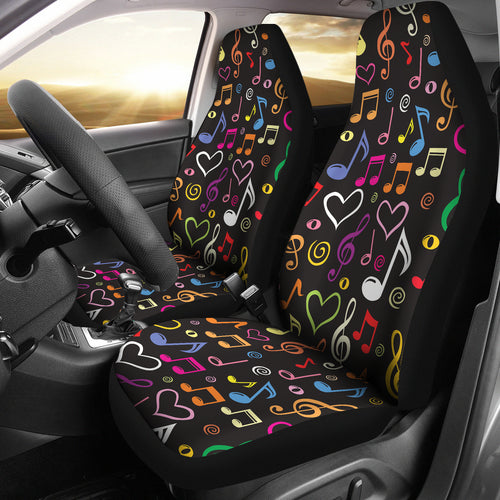 Music Notes Pattern Print Design 02 Universal Fit Car Seat Covers