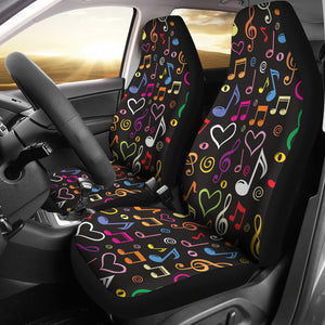 Music Notes Pattern Print Design 02 Universal Fit Car Seat Covers