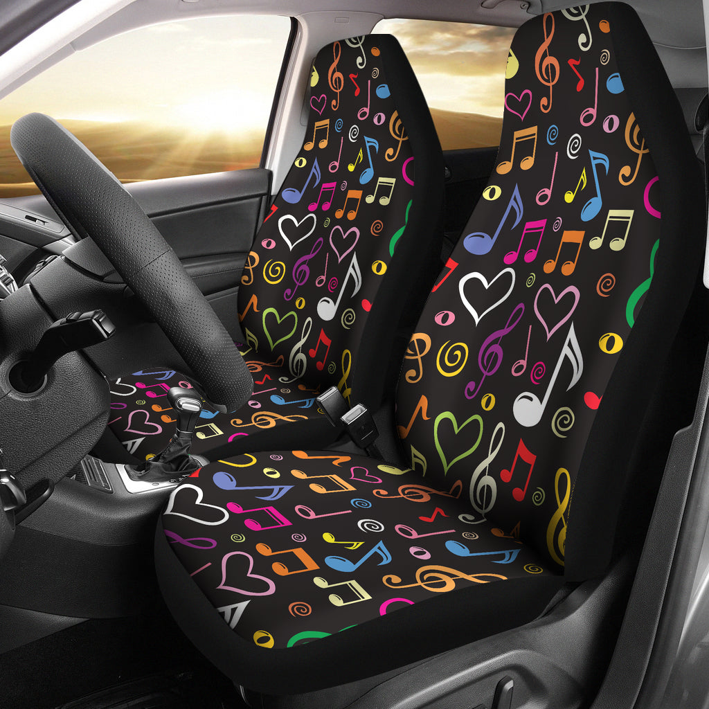 Music Notes Pattern Print Design 02 Universal Fit Car Seat Covers