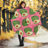 Avocado Slices Leaves Pink Back Ground Umbrella