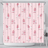 Poodle Dog Pink Color Theme Shower Curtain Fulfilled In US