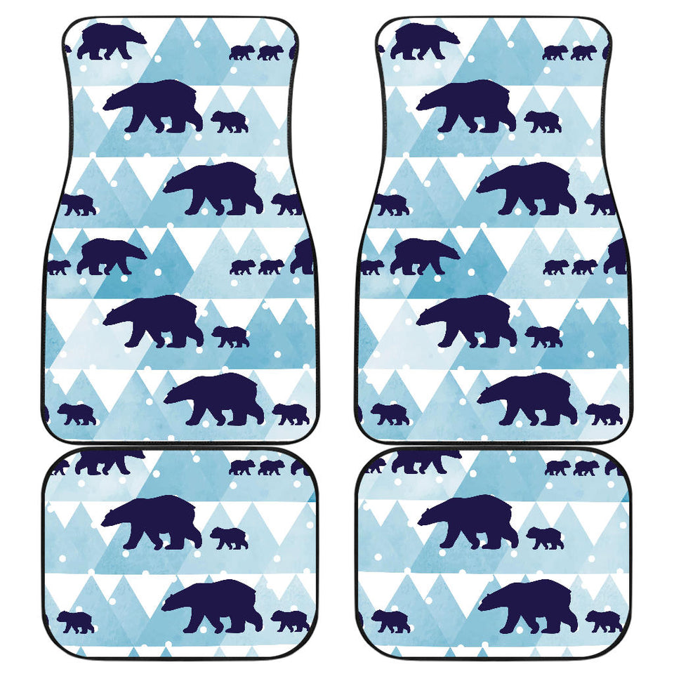 Polar Bear Winter Snow Pattern Front And Back Car Mats