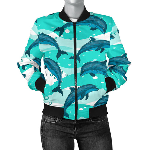 Dolphin Sea Pattern Women'S Bomber Jacket