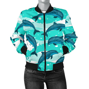 Dolphin Sea Pattern Women'S Bomber Jacket