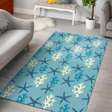 Blue Starfish Coral Reef Pattern Area Rug