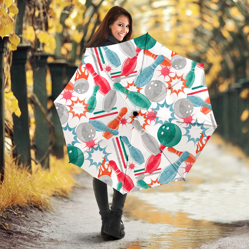 Watercolor Bowling Pattern Umbrella