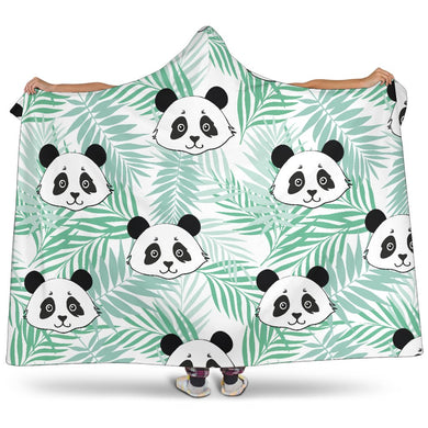 Panda pattern tropical leaves background Hooded Blanket 80x60