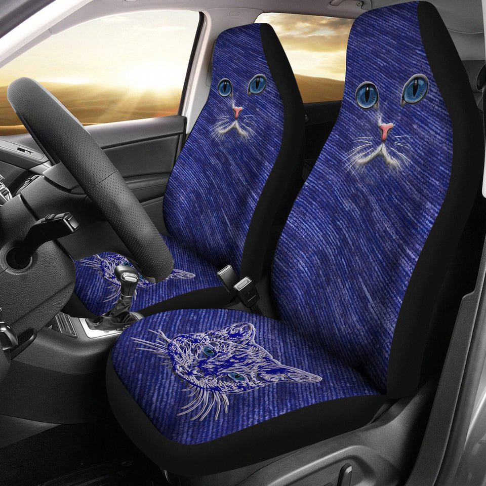 Blue Cat Eyes Car Seat Cover
