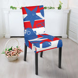 American Football Ball Star Stripes Pattern Dining Chair Slipcover