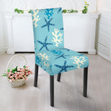 Blue Starfish Coral Reef Pattern Dining Chair Slipcover