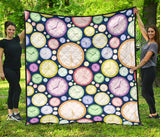 Colorful Clock Background Premium Quilt