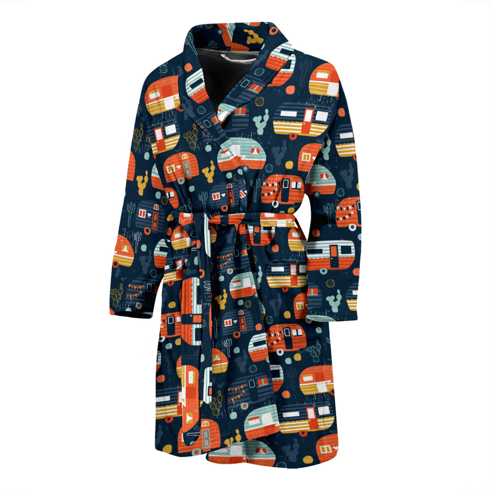Camper Van Pattern Print Design 05 Men's Bathrobe