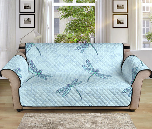 Dragonfly pattern blue background Sofa Cover Protector