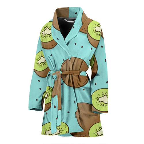 Kiwi Blue Background Women'S Bathrobe