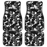 Crow Illustration Pattern Front And Back Car Mats
